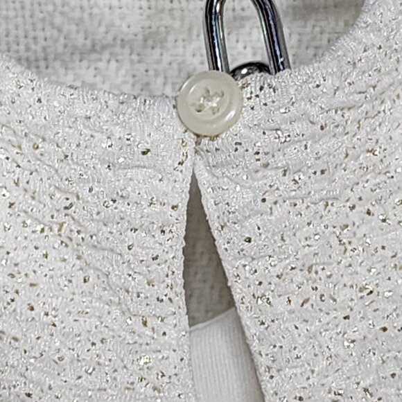 The Childrens Place White Gold Sparkle Pink Stripe Fit & Flare Lined Dress 9-12M - Picture 11 of 16